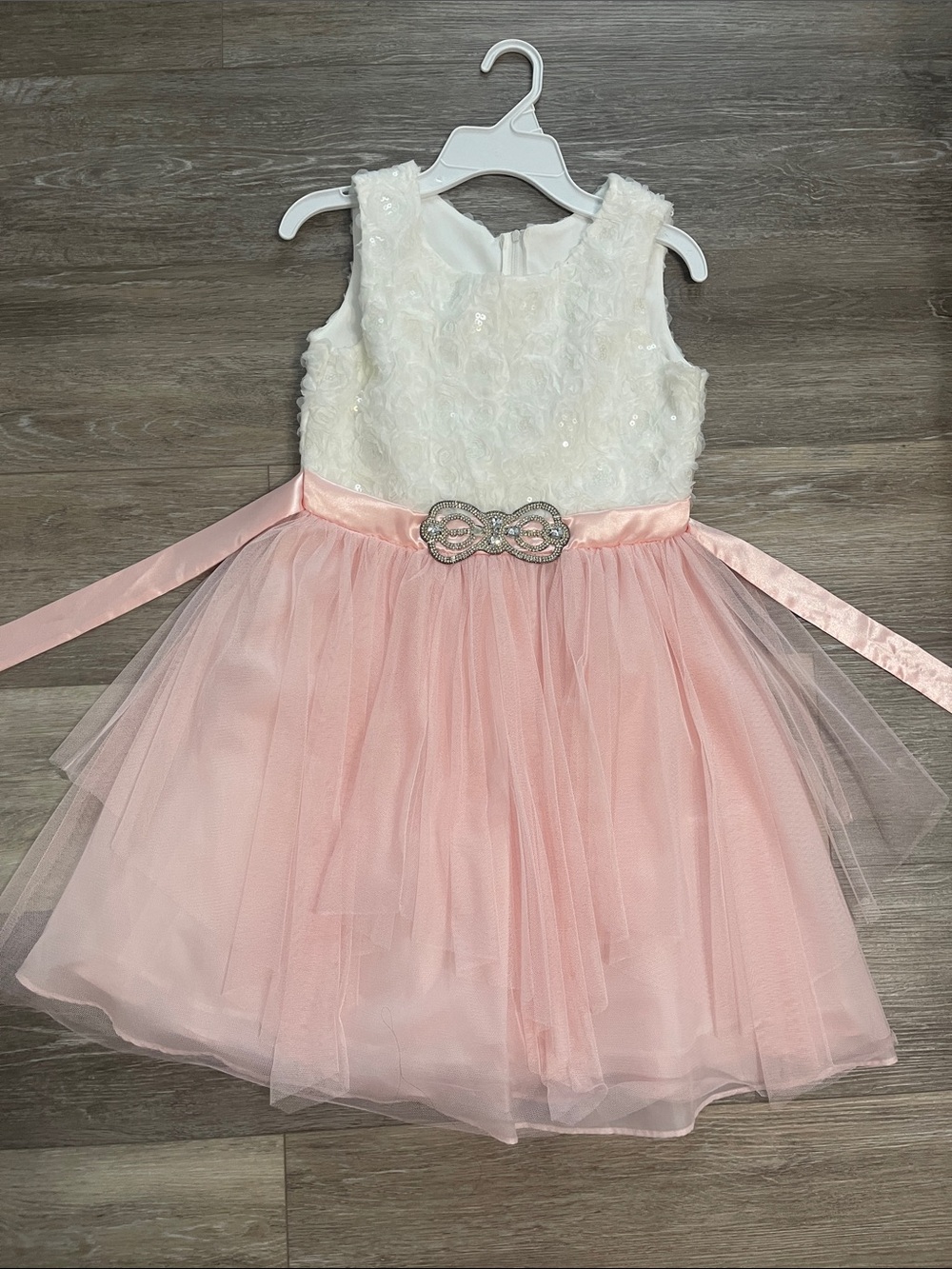 Emily Rose White Bodice Pink Tulle Party Dress with Satin Waistband